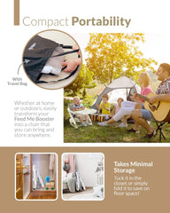 Unilove Feed Me 3-in-1 Travel Booster Seat | Adjustable with Detachable Tray, Lid and Carry Bag, 3-Way Security Safety Harness, Ergonomic & Comfortable Cushion to Support Babies and Toddlers, Grey