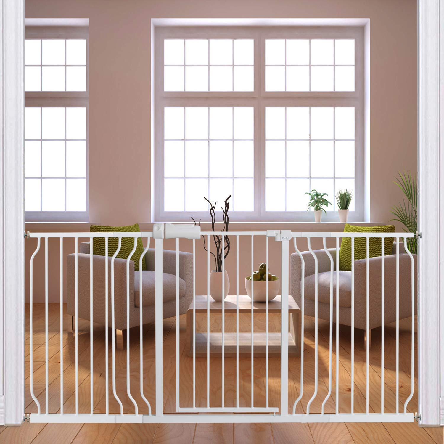 Fairy Baby Extra Wide Baby Gates 67-71.5 Inch, Auto Close Child Safety Gates for Stairs Banister Doorways Hallway,Indoor Safety Child Gates for Kids or Pets