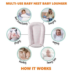 Premium Baby Nest Sleeper - Durable 100% Cotton Baby Nest, Baby Lounger - Soft Portable Crib Perfect for Co-Sleeping and Travelling