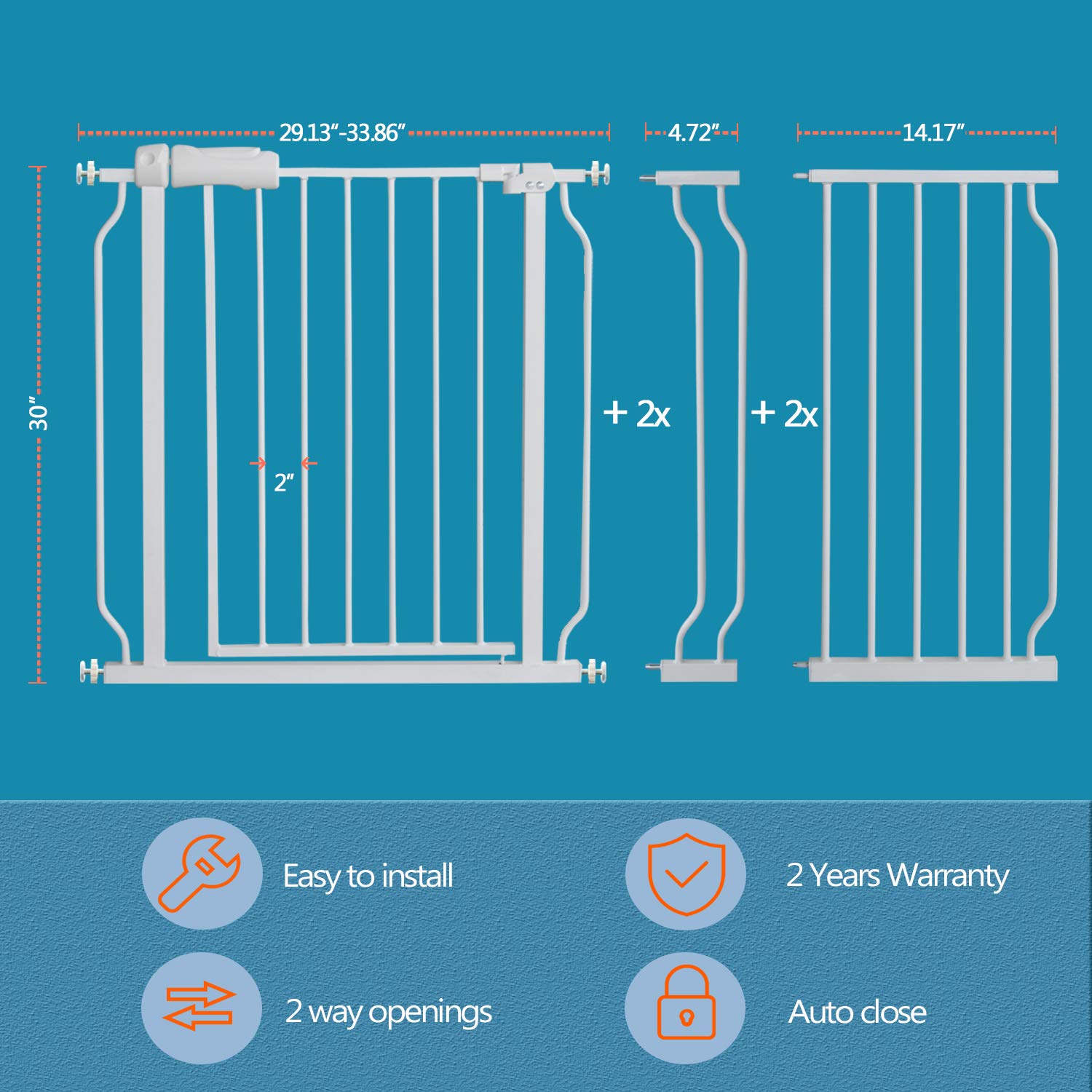 Fairy Baby Extra Wide Baby Gates 67-71.5 Inch, Auto Close Child Safety Gates for Stairs Banister Doorways Hallway,Indoor Safety Child Gates for Kids or Pets