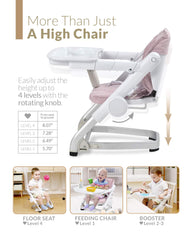 Unilove Feed Me 3-in-1 Travel Booster Seat | Adjustable with Detachable Tray, Lid and Carry Bag, 3-Way Security Safety Harness, Ergonomic & Comfortable Cushion to Support Babies and Toddlers, Pink