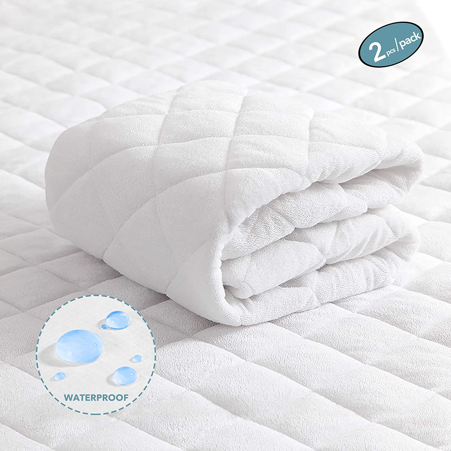 Oubonun Waterproof Crib Mattress Cover (Set of 2) - 52x28