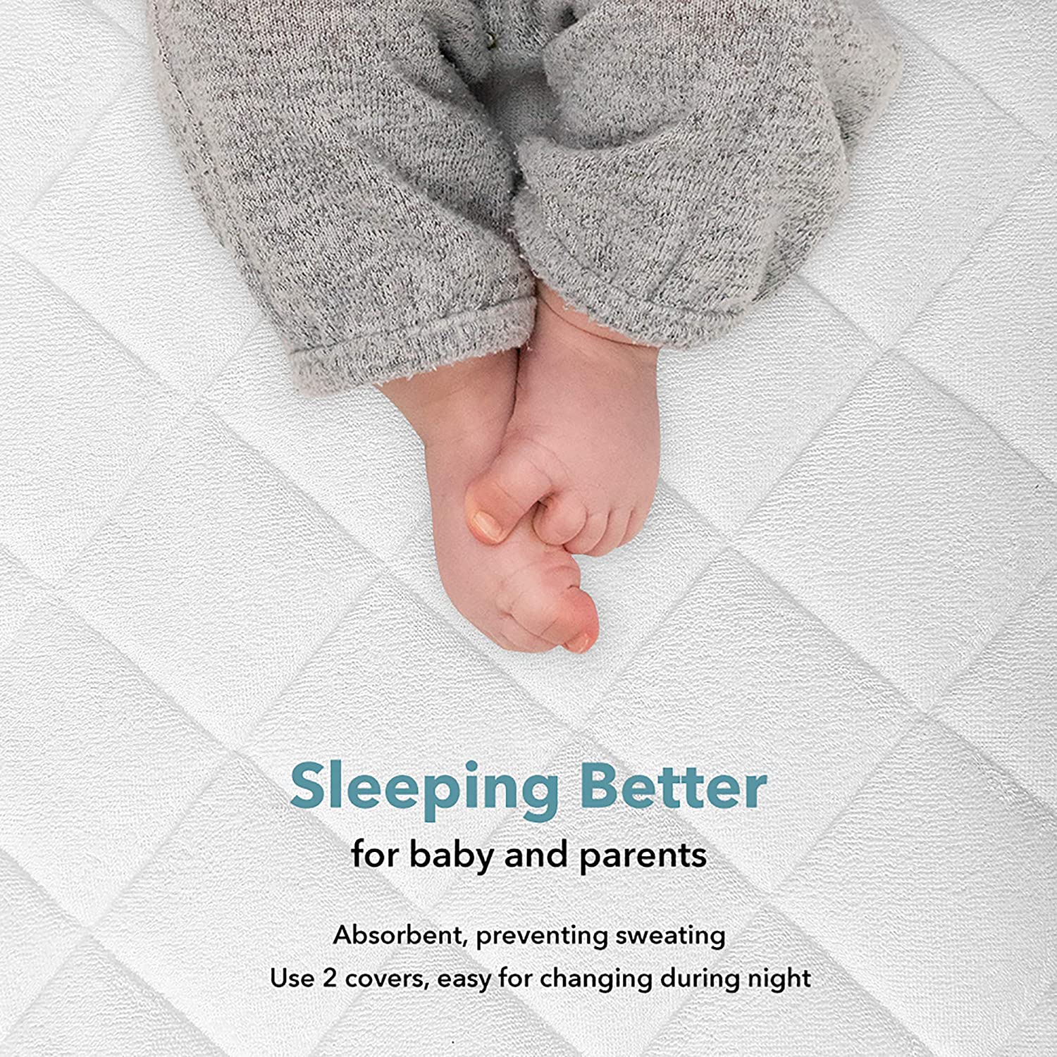 Oubonun Waterproof Crib Mattress Cover (Set of 2) - 52x28