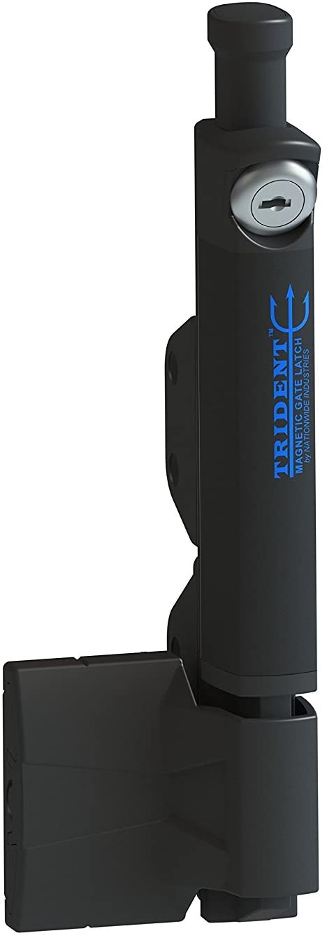 Trident 10 Inch Tall Black Magnetic Pool Child Safety Gate Latch | Keyed Alike | TRIDENT-10-BK-KA
