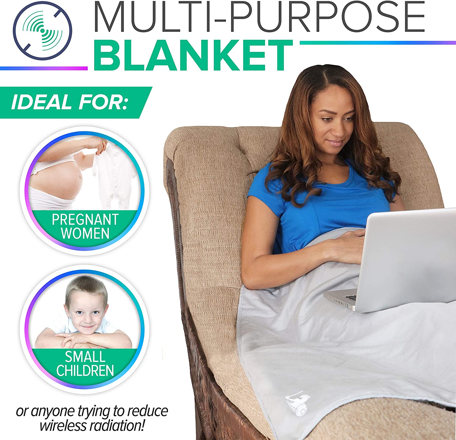 DefenderShield EMF Radiation & 5G Protection Blanket - Universal Organic Bamboo Anti-Radiation Throw Cover for Fertility, Pregnancy, Infants, Babies, Children - Maternity & Baby Blanket (36