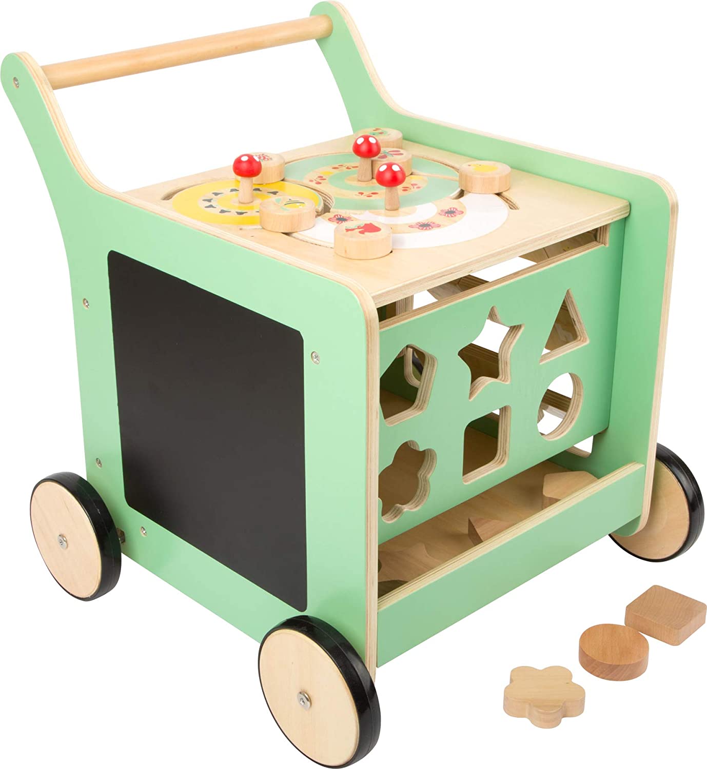 Small Foot Wooden Toys Premium Pastel Wooden Baby Walker and playcenter Move it