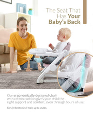 Unilove Feed Me 3-in-1 Travel Booster Seat | Adjustable with Detachable Tray, Lid and Carry Bag, 3-Way Security Safety Harness, Ergonomic & Comfortable Cushion to Support Babies and Toddlers, Pink