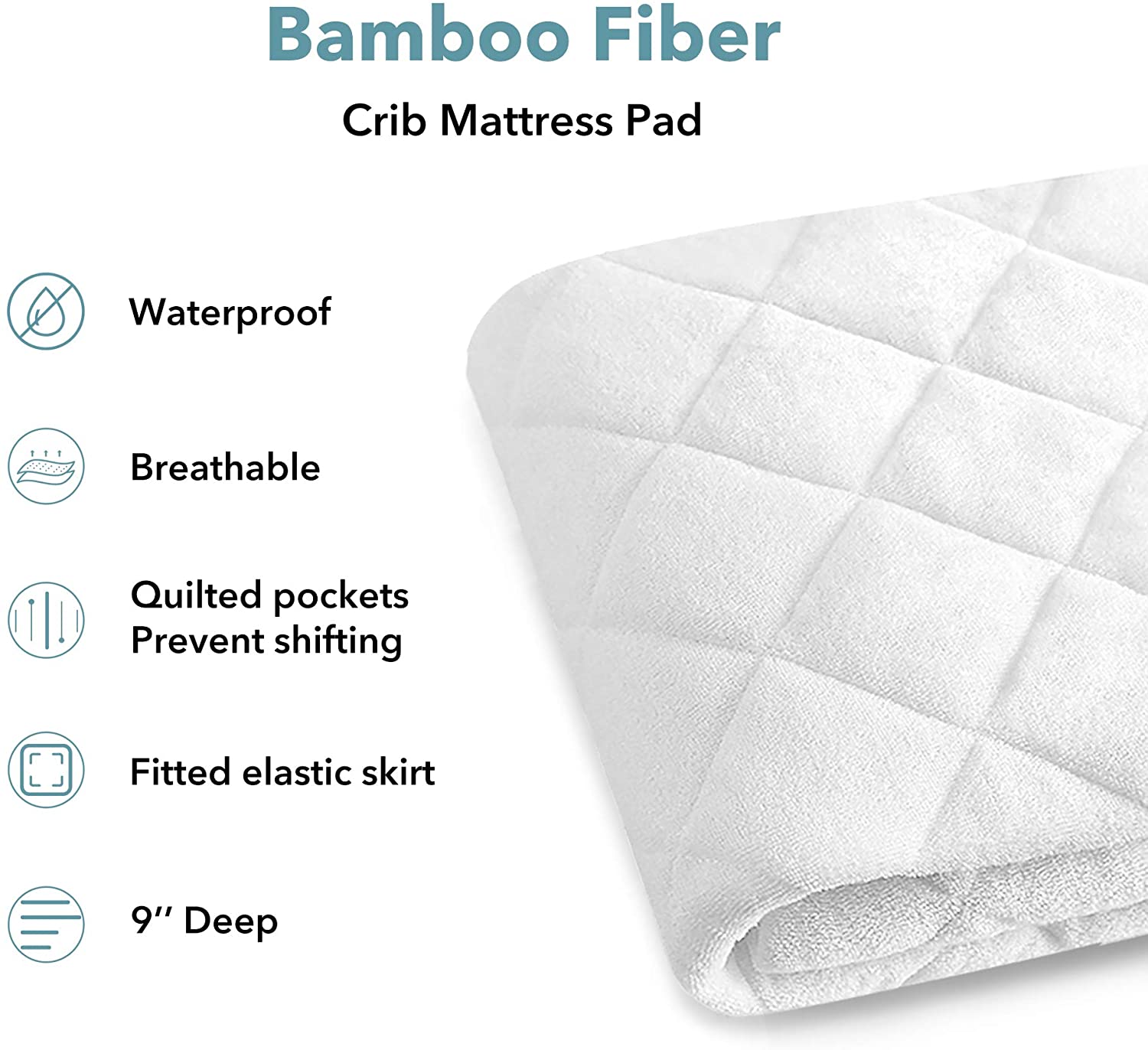 Oubonun Waterproof Crib Mattress Cover (Set of 2) - 52x28