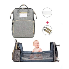 3 in 1 Travel Bassinet Foldable Baby Bed, Portable Diaper Changing Station Mummy Bag Backpack, Portable Bassinets for Baby and Toddler, Travel Crib Infant Sleeper, Baby Nest with Mattress (Gray)