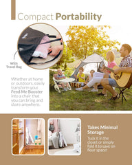 Unilove Feed Me 3-in-1 Travel Booster Seat | Adjustable with Detachable Tray, Lid and Carry Bag, 3-Way Security Safety Harness, Ergonomic & Comfortable Cushion to Support Babies and Toddlers, Pink