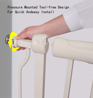 ALLAIBB Walk Through Baby Gate Auto Close Tension White Metal Child Pet Safety Gates with Pressure Mount for Stairs,Doorways and Baniste 62.2-66.9 in