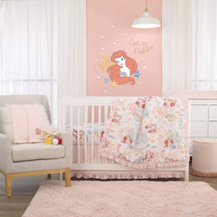 Disney The Little Mermaid Ariel Pink, Coral, Teal & White 6Piece Nursery Crib Bedding Set