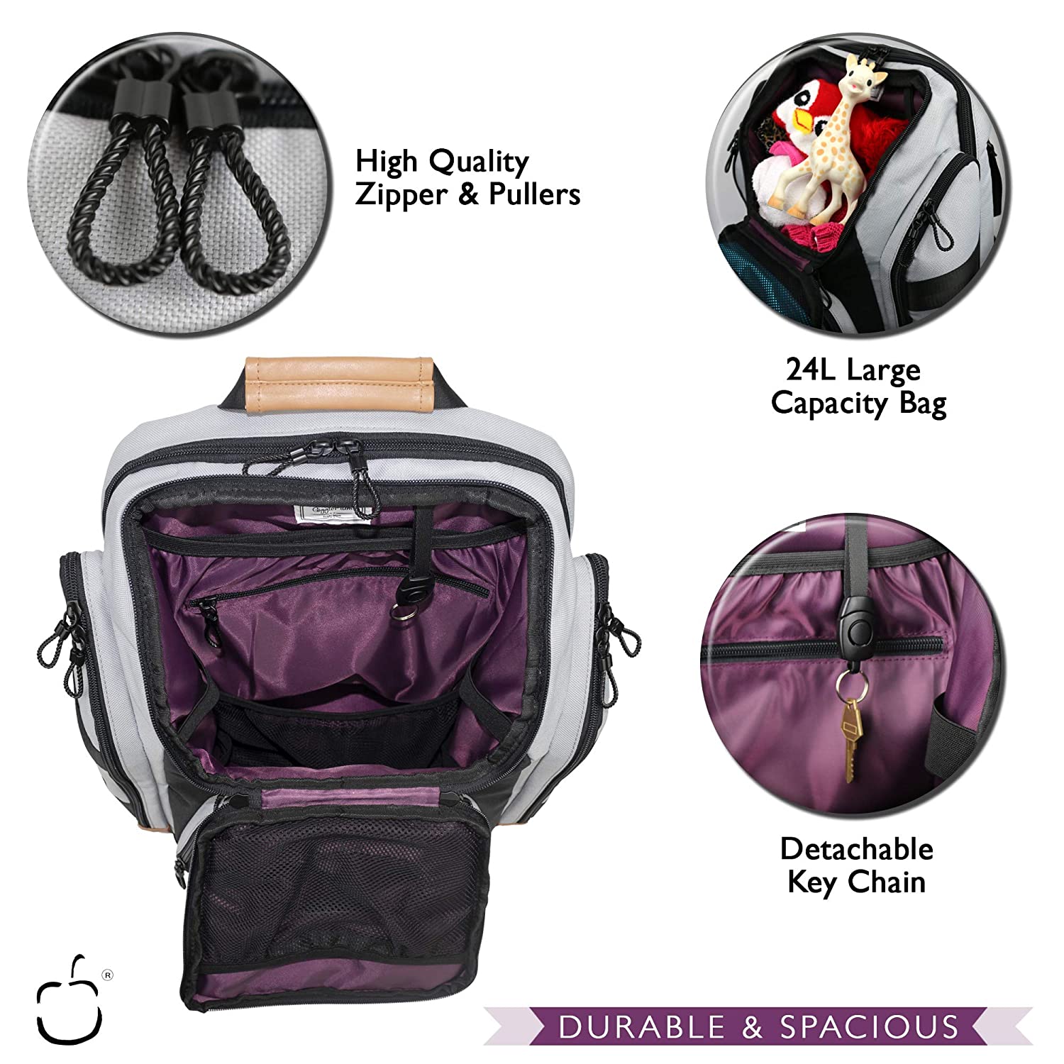 GP- Large Baby Diaper Bag Backpack with changing pad, A stylish travel backpack with insulated pockets, durable zippers, An ideal Maternity Baby bag