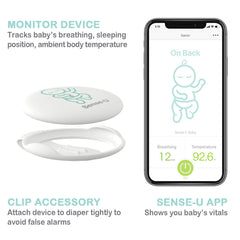 Sense-U Baby Monitor with Breathing Rollover Movement Temperature Sensors: Track Your Baby's Breathing, Rollover, Temperature