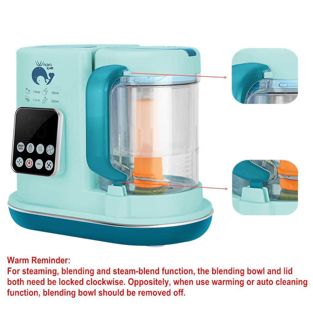 Whale's Love Baby Food Maker 5 in 1 Baby Food Processor Blender Grinder Steamer Warmer