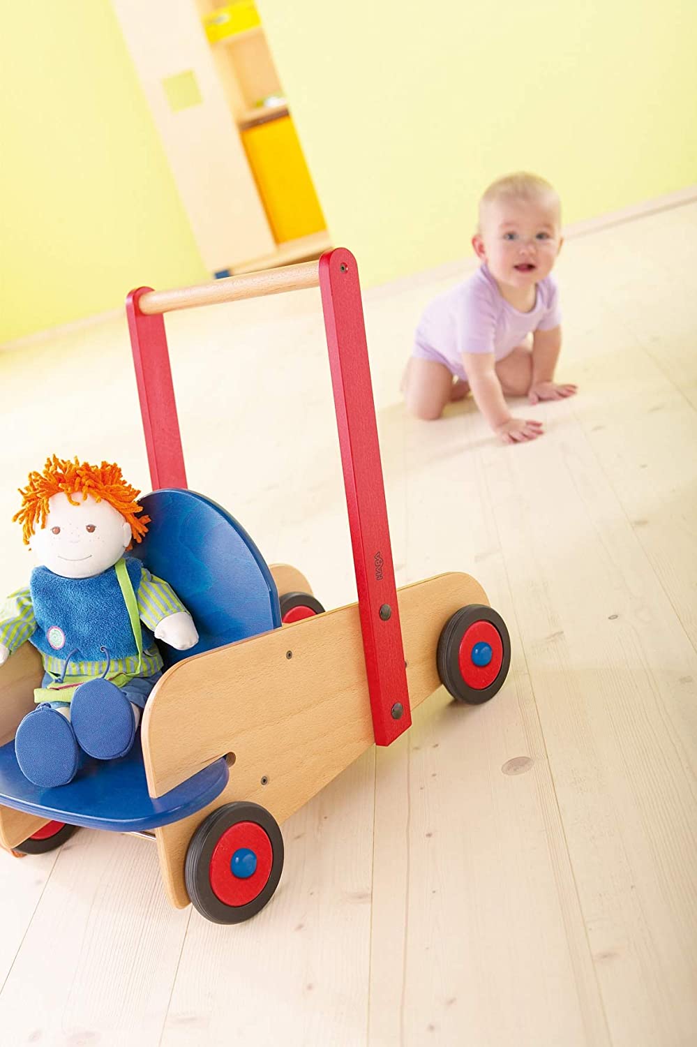 HABA Walker Wagon - First Push Toy with Seat & Storage for 10 Months and Up