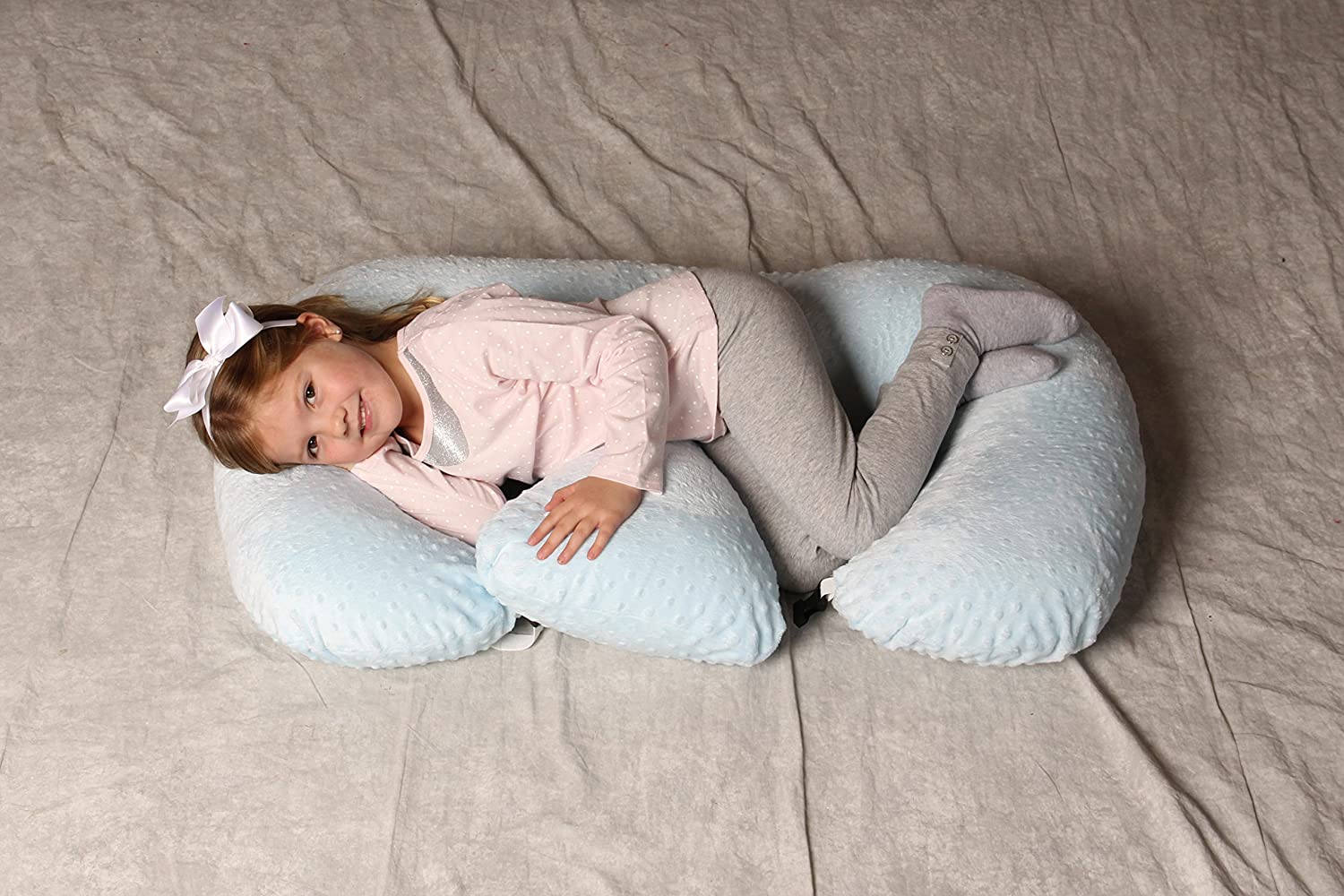 THE TWIN Z PILLOW - BLUE - 6 uses in 1 Twin Pillow ! Breastfeeding, Bottlefeeding, Tummy Time, Reflux