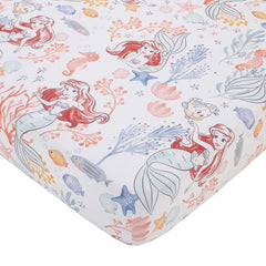 Disney The Little Mermaid Ariel Pink, Coral, Teal & White 6Piece Nursery Crib Bedding Set