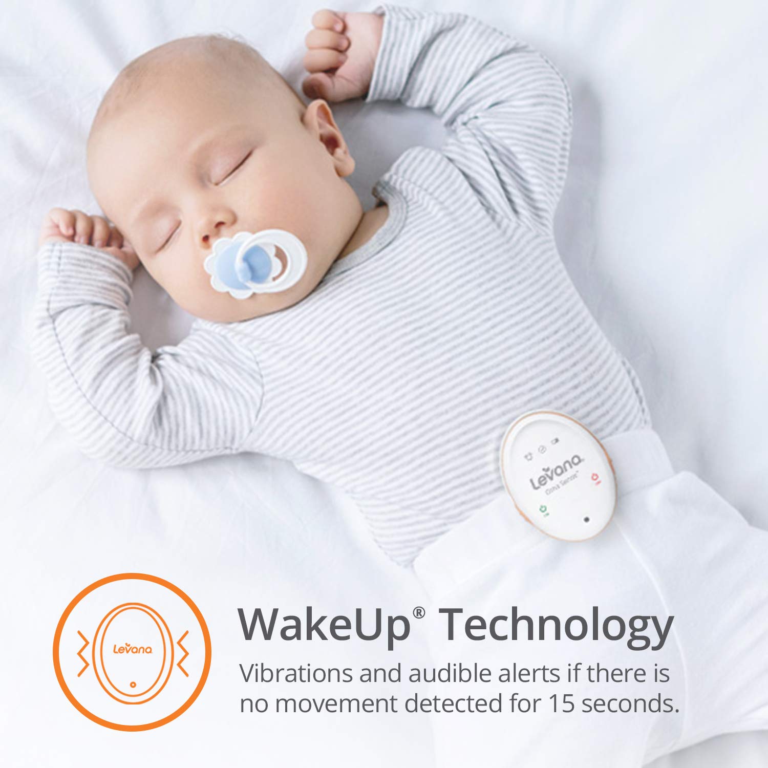 Levana Oma Sense Baby Breathing Movement Monitor - Baby Sleep Monitor With Wakeup Technology - Rousing Vibrations, Audio & Lights Stimulates Baby