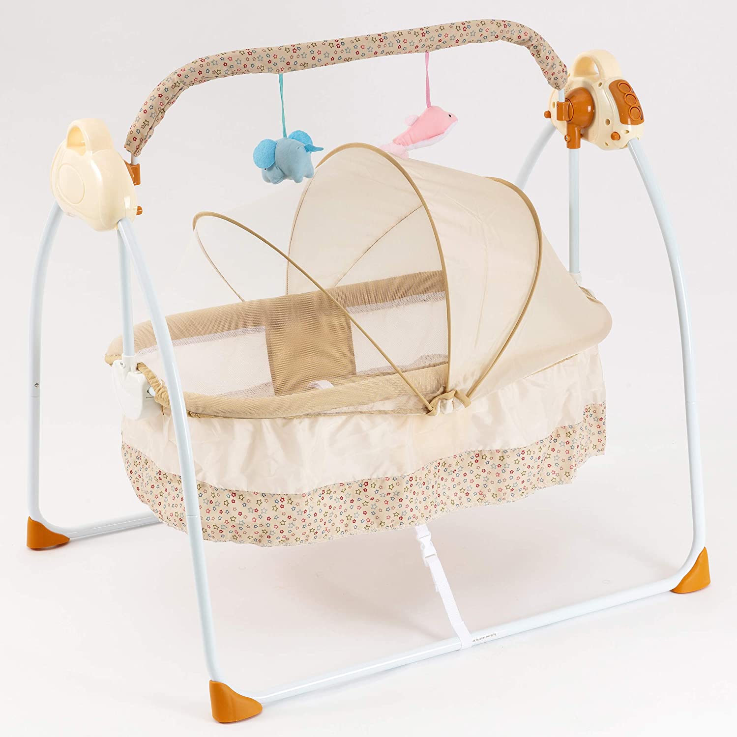 Bedside Bassinet - Portable Crib Easy to Assemble Rocking Bassinet with Breathable Net Detachable Washable Mattress