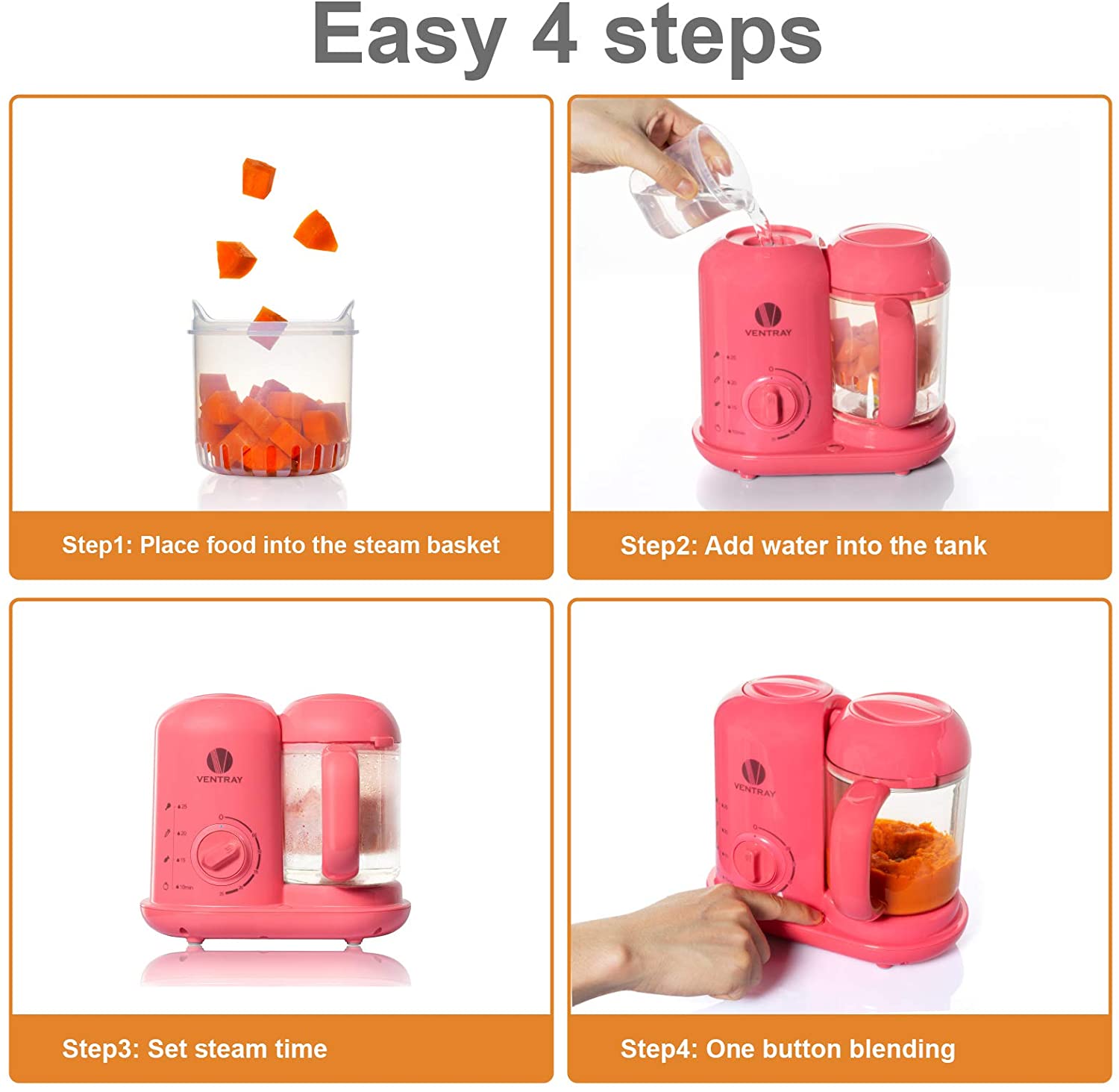 Ventray BabyGrow 100 Baby Food Maker, All-In-one Baby Food Processor