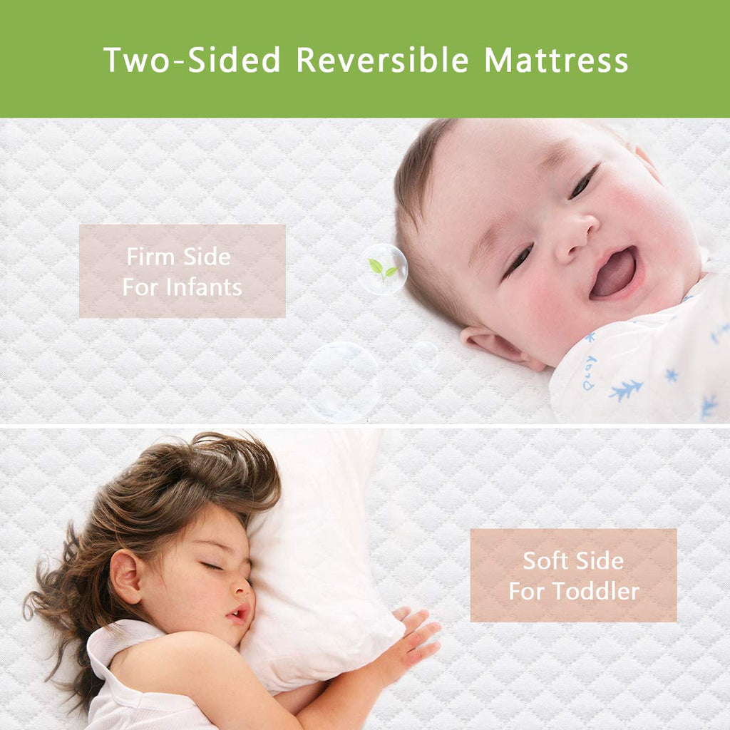 Dourxi Crib Mattress, Dual Sided Comfort Memory Foam Toddler Bed