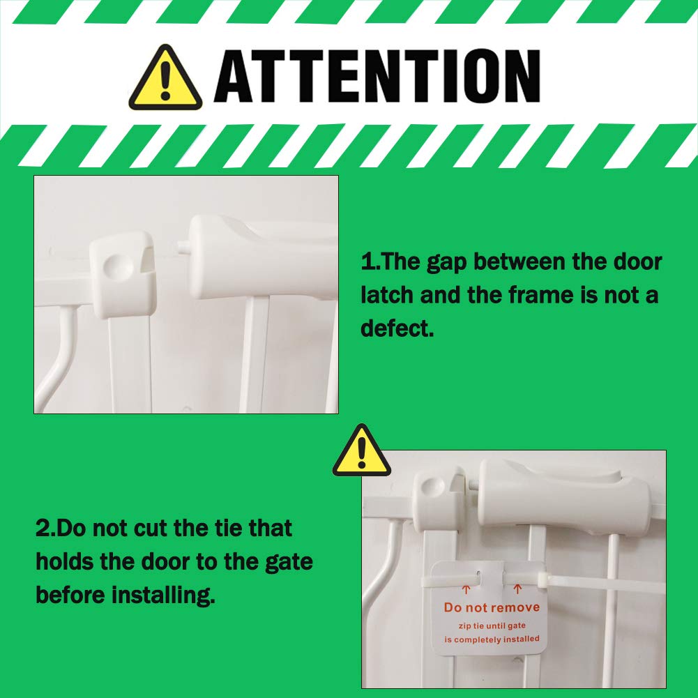 ALLAIBB Walk Through Baby Gate Auto Close Tension White Metal Child Pet Safety Gates with Pressure Mount for Stairs,Doorways and Baniste 62.2-66.9 in
