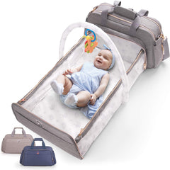 4-in-1 Convertible Baby Diaper Bag - Get Organized with Multi-Purpose Travel Baby Bag - Includes Bassinet & Changing Pad