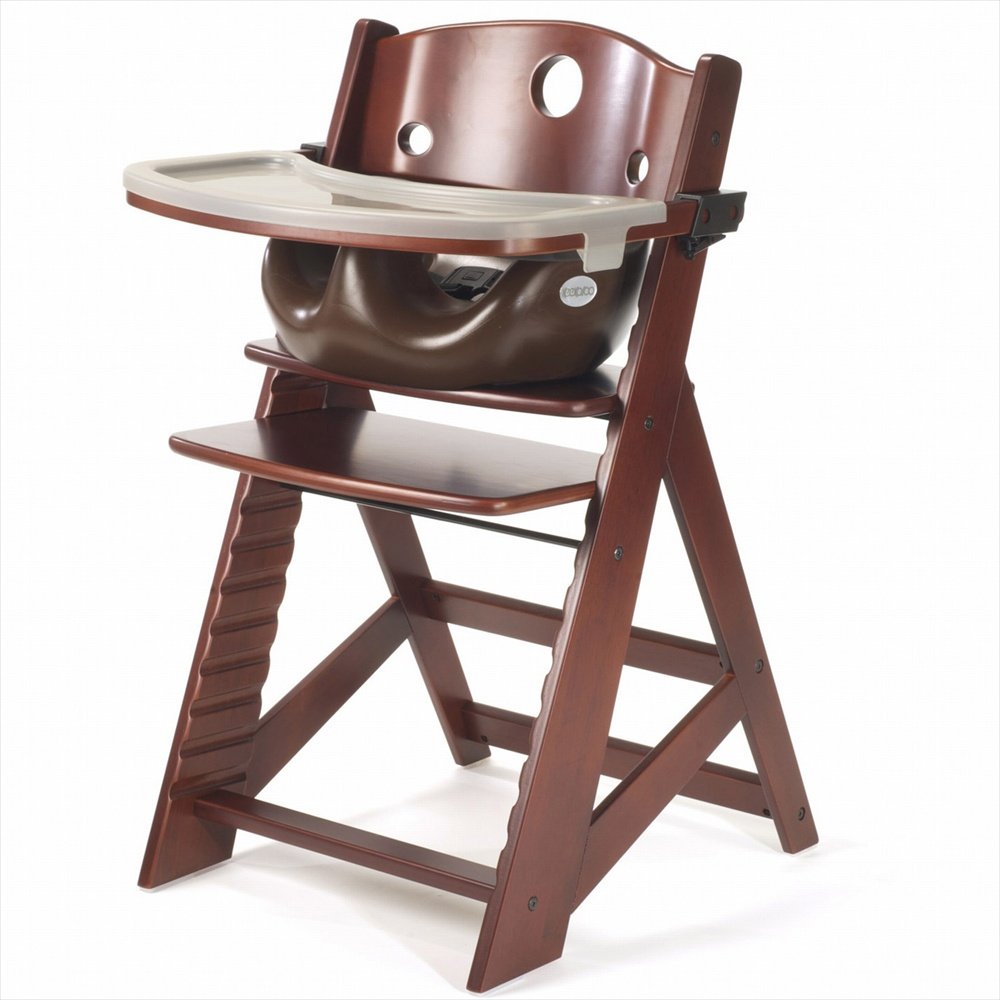 Keekaroo Height Right Highchair with Insert & Tray - Chocolate - Mahogany Base, ONE Size