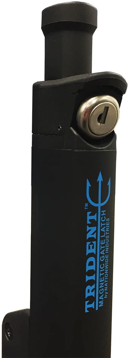 Trident 10 Inch Tall Black Magnetic Pool Child Safety Gate Latch | Keyed Alike | TRIDENT-10-BK-KA