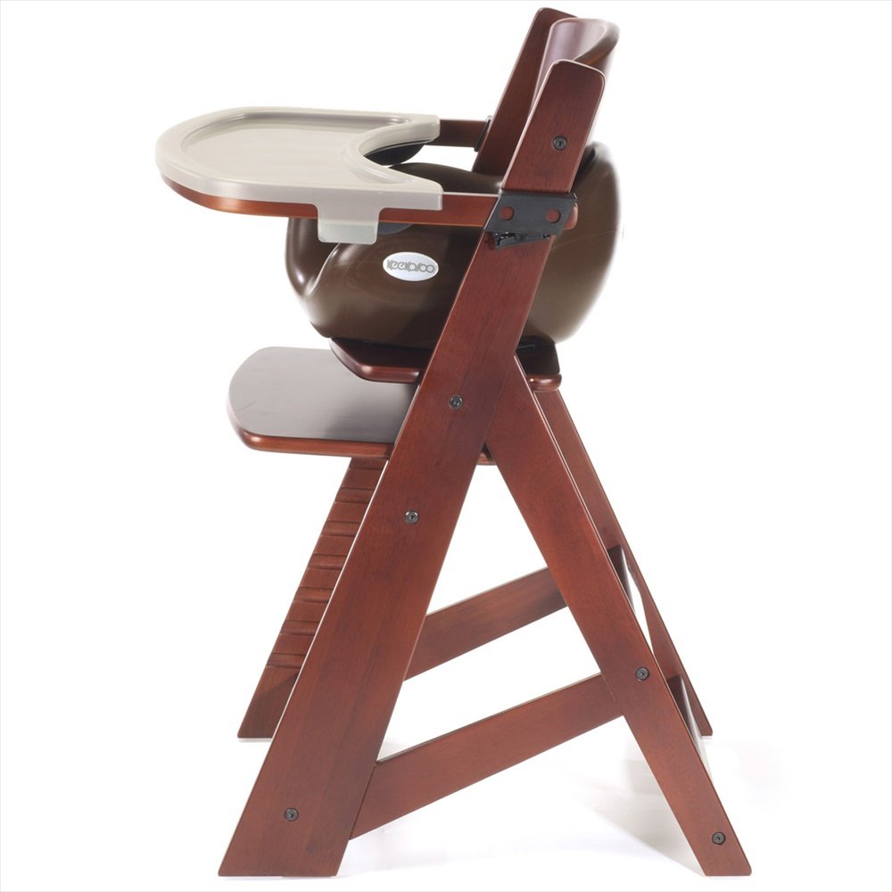 Keekaroo Height Right Highchair with Insert & Tray - Chocolate - Mahogany Base, ONE Size