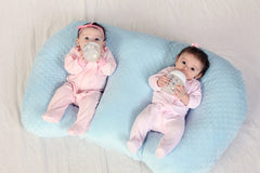 THE TWIN Z PILLOW - BLUE - 6 uses in 1 Twin Pillow ! Breastfeeding, Bottlefeeding, Tummy Time, Reflux