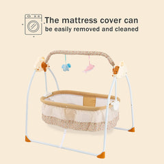 Bedside Bassinet - Portable Crib Easy to Assemble Rocking Bassinet with Breathable Net Detachable Washable Mattress