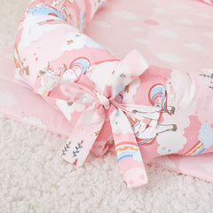 Brandream Baby Nest Bed Unicorn, Pink Newborn Lounger Portable Baby Bassinet Crib for Travel