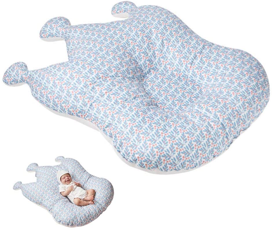 ESSIAN Crown Cushion Baby Newborn Lounger Soft and Comfortable Air Mesh, Cherry Blue