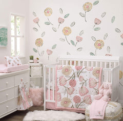 NoJo Beautiful Floral - Pink, Grey, White 10 Piece Crib Nursery Bedding Set