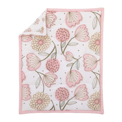 NoJo Beautiful Floral - Pink, Grey, White 10 Piece Crib Nursery Bedding Set