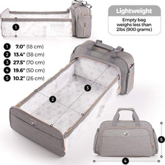 4-in-1 Convertible Baby Diaper Bag - Get Organized with Multi-Purpose Travel Baby Bag - Includes Bassinet & Changing Pad