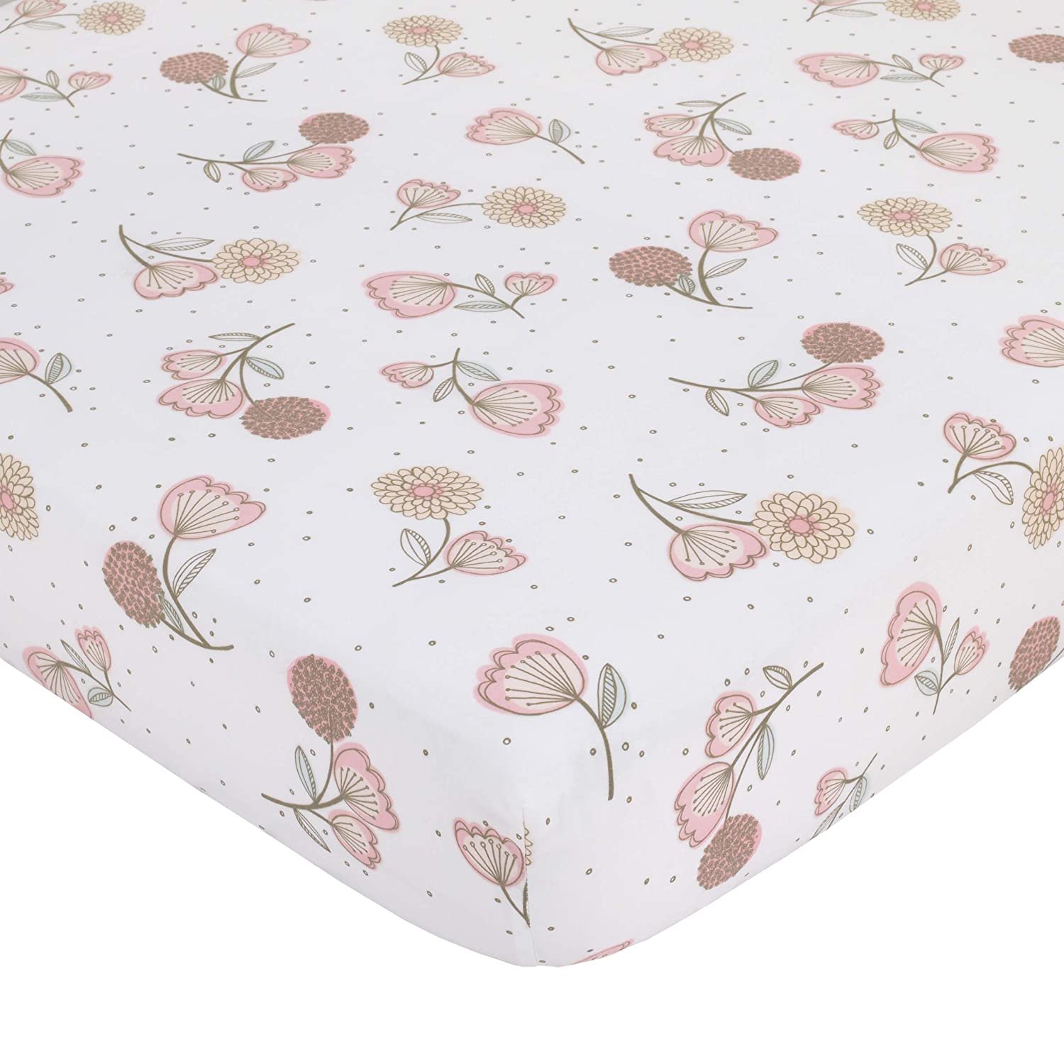 NoJo Beautiful Floral - Pink, Grey, White 10 Piece Crib Nursery Bedding Set