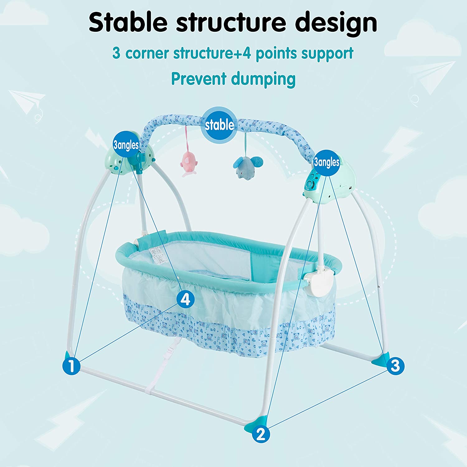 Baby Bassinet Crib Baby Bed - Newborn Baby Crib - Bedside Bassinet -Rocking Sturdy Cradle - Bedside Sleeper