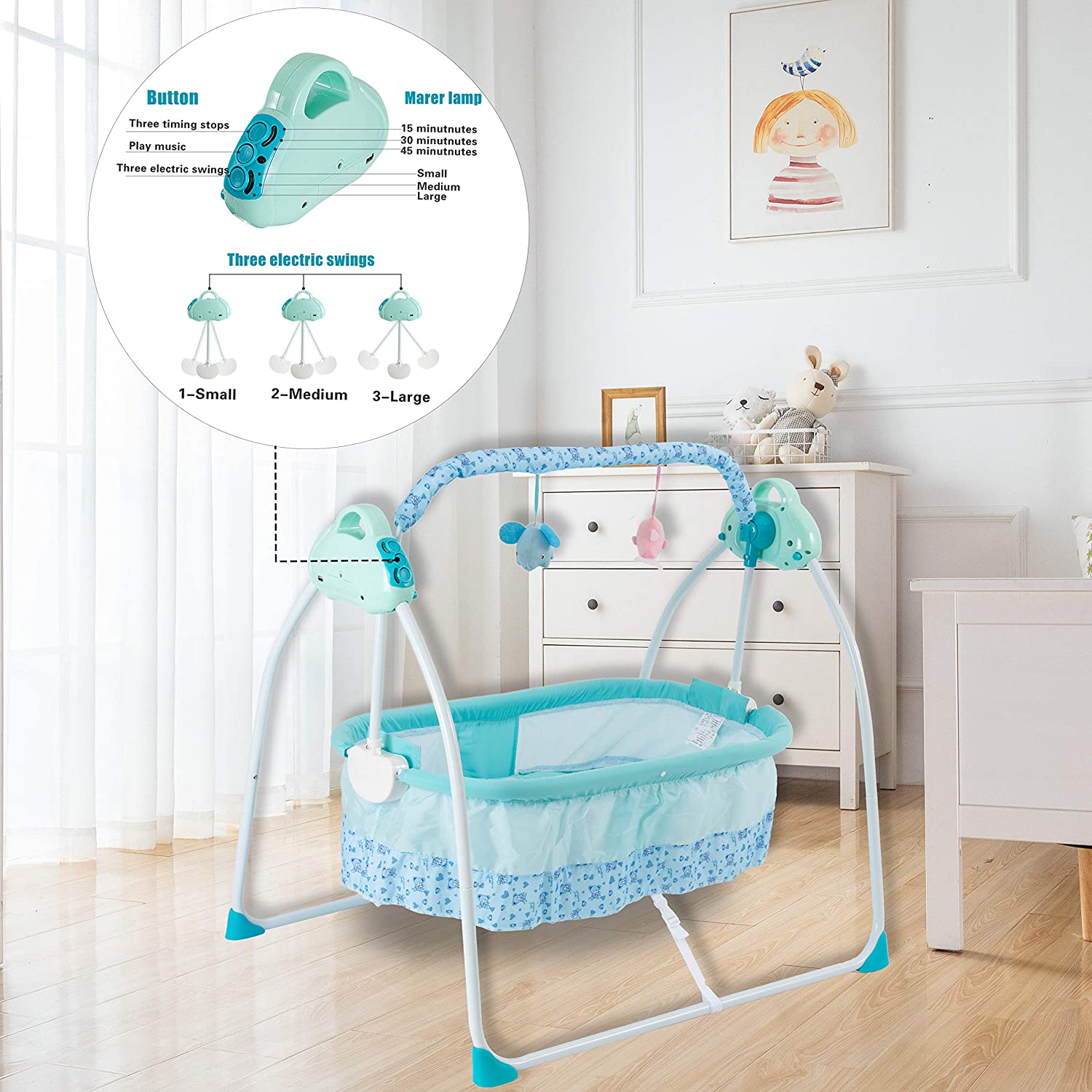 Baby Bassinet Crib Baby Bed - Newborn Baby Crib - Bedside Bassinet -Rocking Sturdy Cradle - Bedside Sleeper