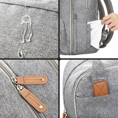 Diaper Bag Backpack, RUVALINO Multifunction Travel Back Pack Maternity Baby Changing Bags, Large Capacity, Waterproof and Stylish, Gray