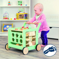 Small Foot Wooden Toys Premium Pastel Wooden Baby Walker and playcenter Move it