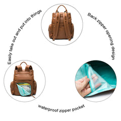 Diaper Bag Backpack by Mominside, Leather Backpack for Women, Travel Backpack Baby Bag with 15 Pockets, Changing Pad