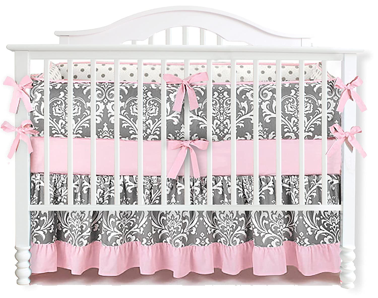 Sahaler Baby Crib Bedding Set for Girls Boys | 7 Pieces Set of Floral Nursery Bedding | Baby Blanket & Fitted Crib Sheets & Skirt & Bumper