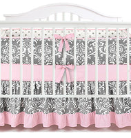Sahaler Baby Crib Bedding Set for Girls Boys | 7 Pieces Set of Floral Nursery Bedding | Baby Blanket & Fitted Crib Sheets & Skirt & Bumper