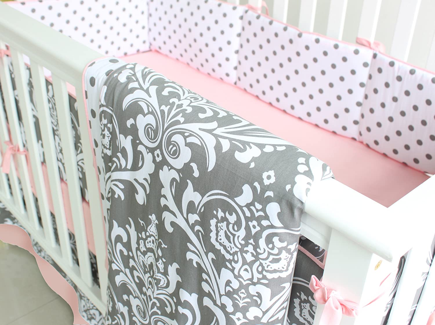 Sahaler Baby Crib Bedding Set for Girls Boys | 7 Pieces Set of Floral Nursery Bedding | Baby Blanket & Fitted Crib Sheets & Skirt & Bumper