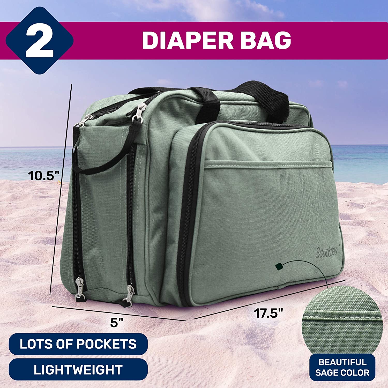 Scuddles 3-1 Portable Bassinet for Baby - Foldable Baby Bed - Travel Bassinet Functions As Diaper Bag