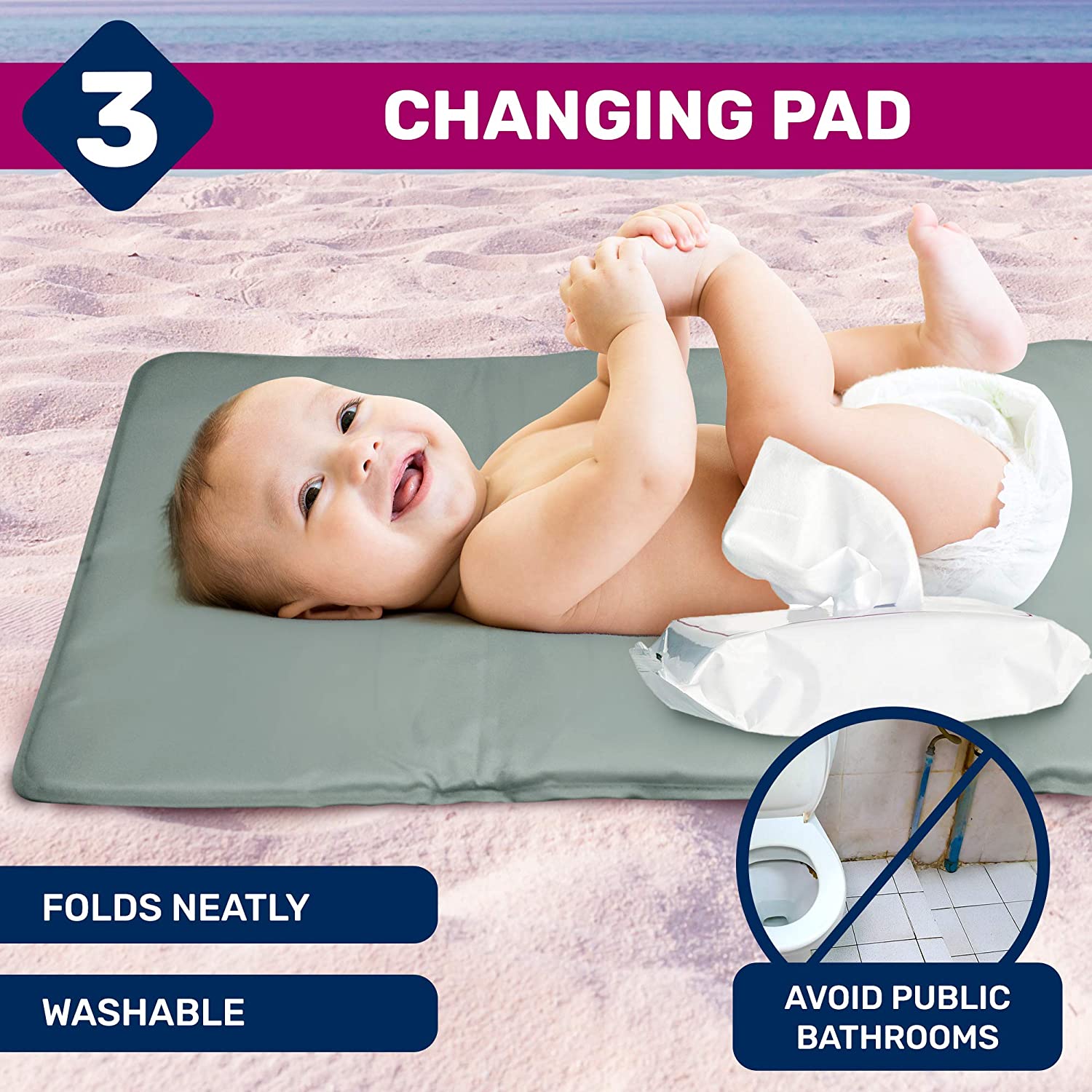 Scuddles 3-1 Portable Bassinet for Baby - Foldable Baby Bed - Travel Bassinet Functions As Diaper Bag