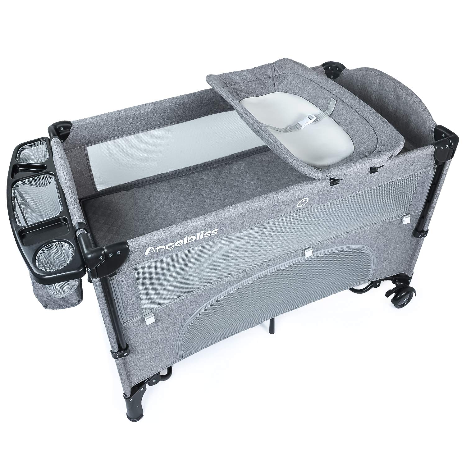 Angelbliss 4 in 1 Baby Beside Sleeper Bassinet|Portable Crib | Baby Playards Easy Folding|Playpen Include Comfortable Mattress